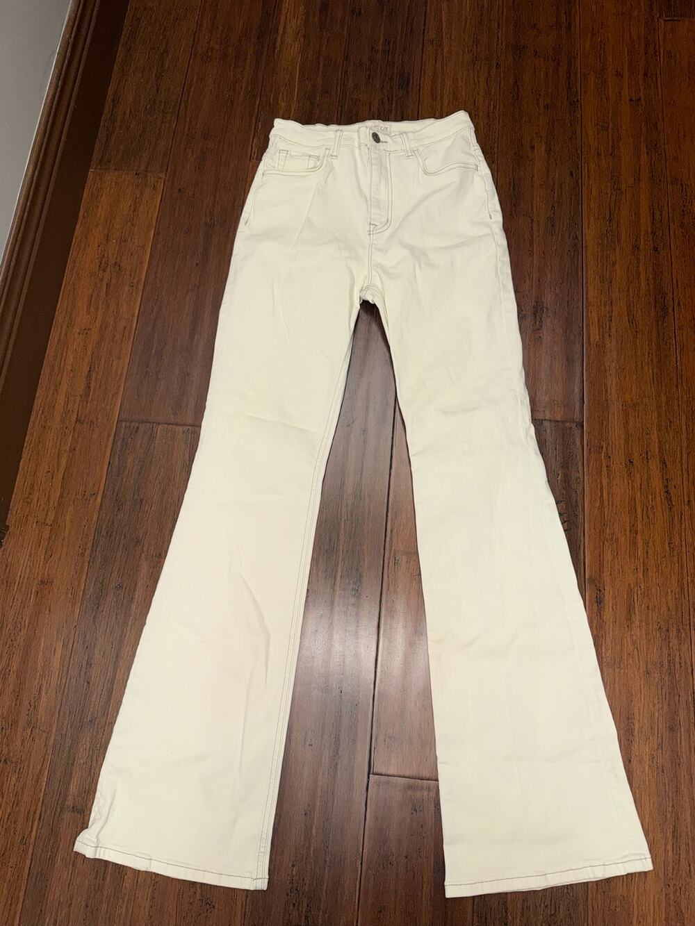 Current/Elliott High Rise Flare cream Jeans size 27